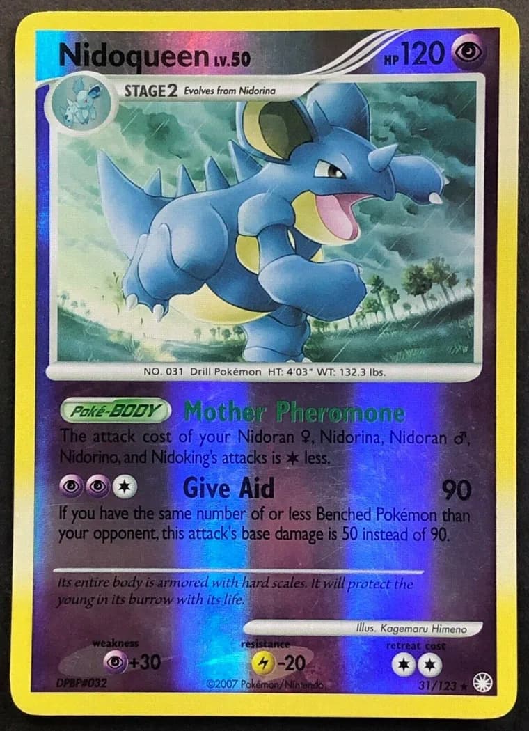 Nidoqueen reverse holo card front, Mysterious Treasures 31/123