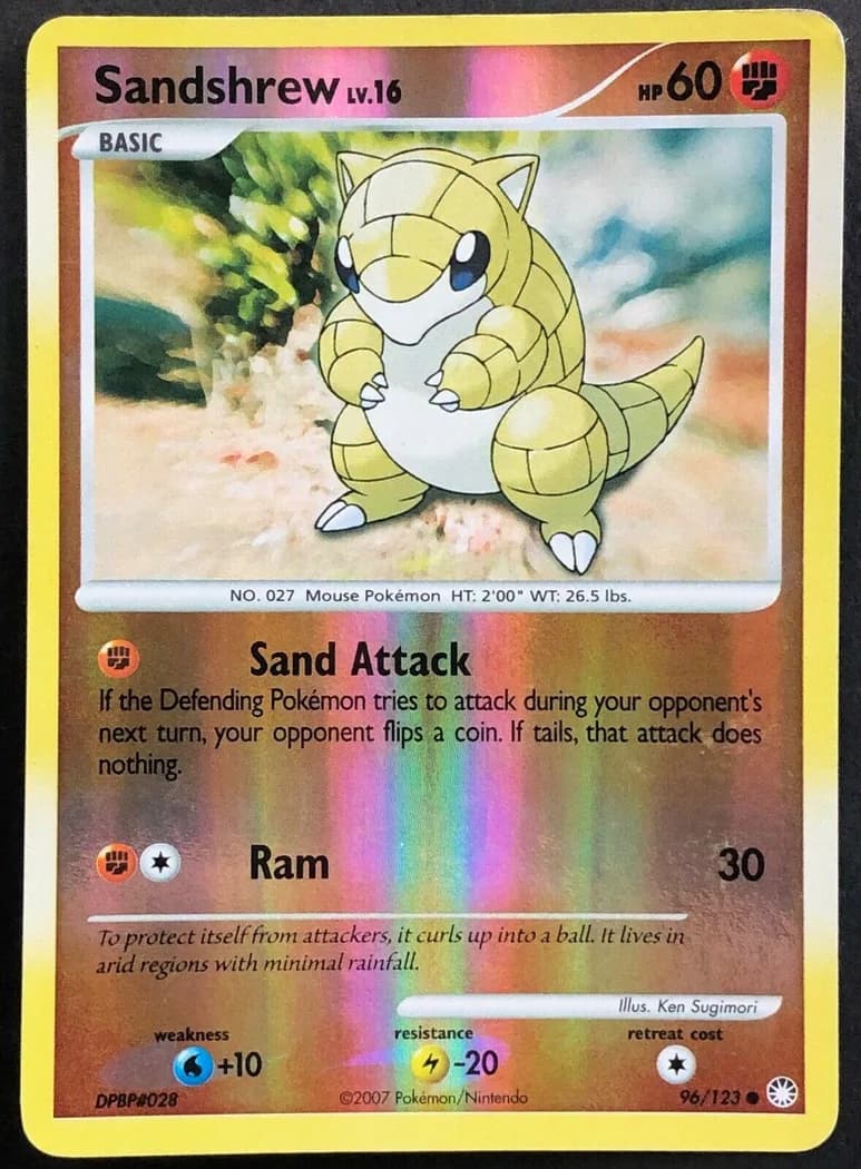 Sandshrew reverse holo card front, Mysterious Treasures 96/123
