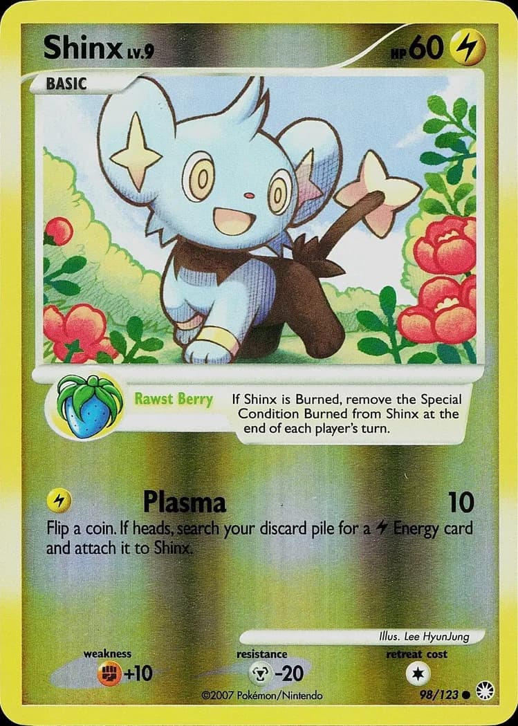 Shinx reverse holo card front, Mysterious Treasures 98/123