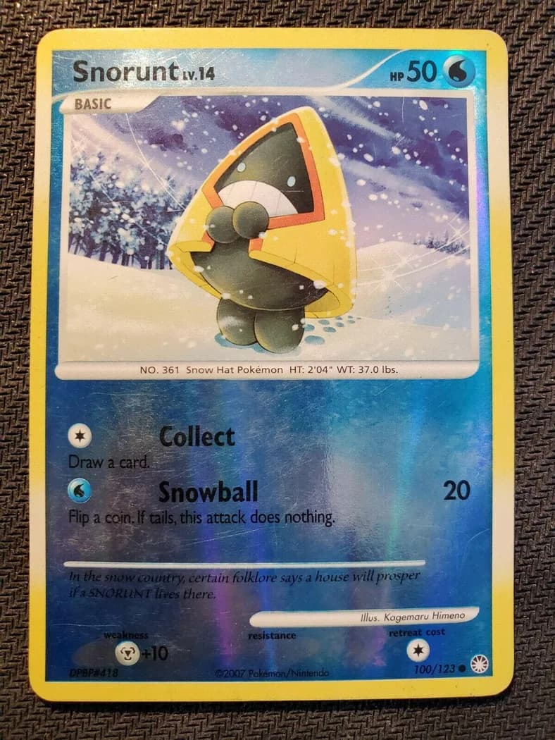 Snorunt reverse holo card front, Mysterious Treasures 100/123