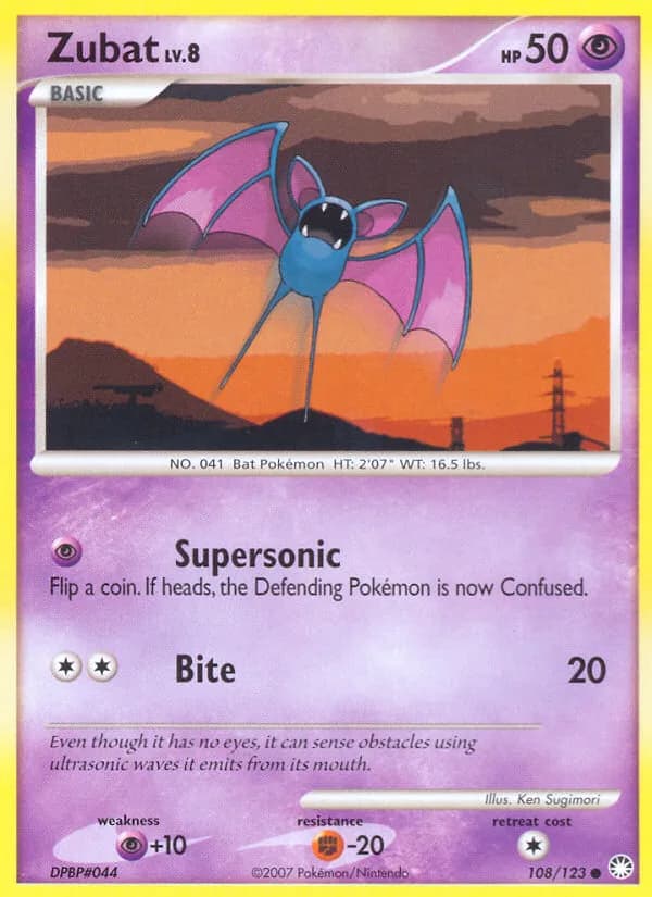 Mysterious Treasures Zubat card front, 108/123
