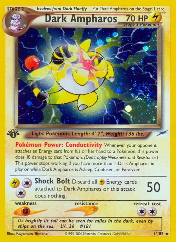 Dark Ampharos card front, Neo Destiny 1/105