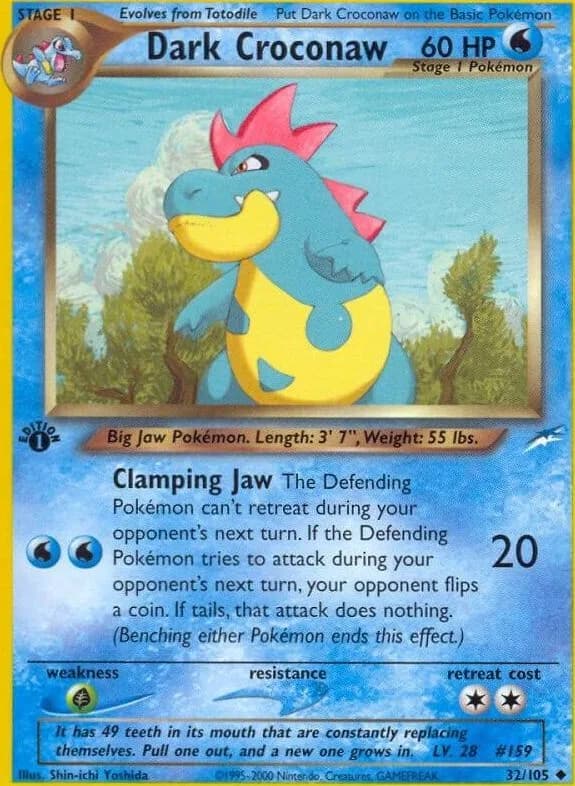 1st Edition Dark Croconaw card front, Neo Destiny 32/105