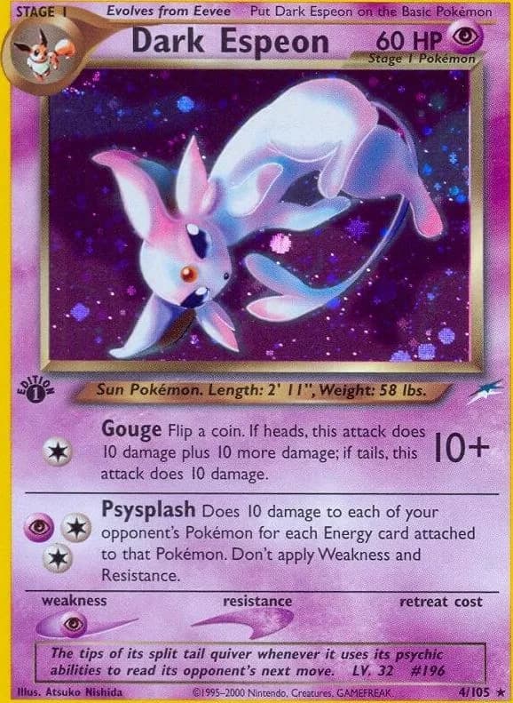 1st Edition Dark Espeon card front, Neo Destiny 4/105
