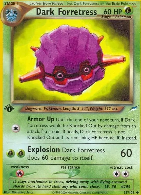 1st Edition Dark Forretress card front, Neo Destiny 35/105