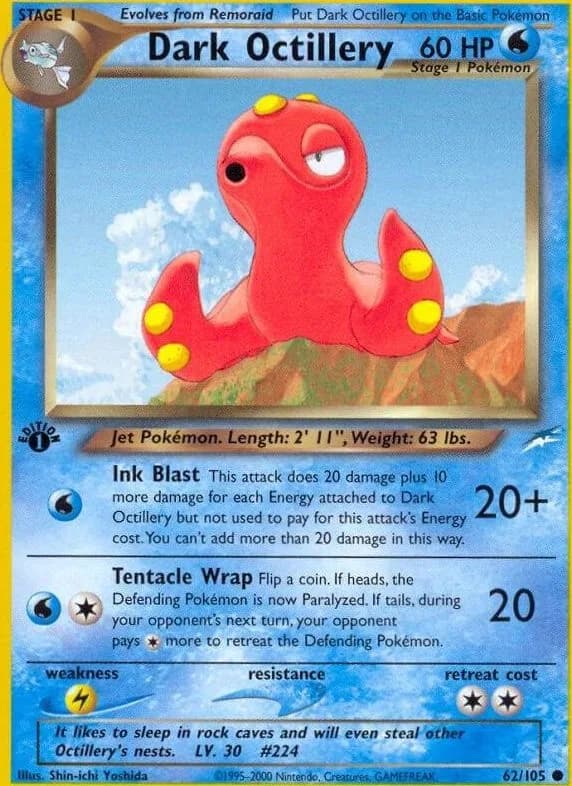 1st Edition Dark Octillery card front, Neo Destiny 62/105