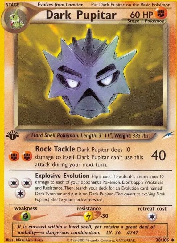 1st Edition Dark Pupitar card front, Neo Destiny 38/105