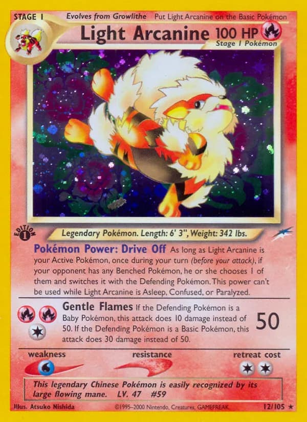1st Edition Light Arcanine card front, Neo Destiny 12/105