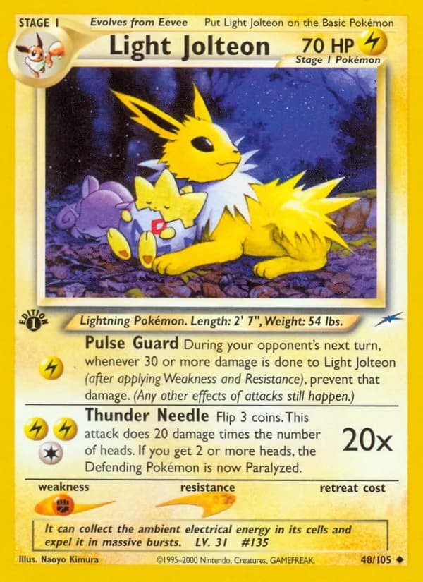 Light Jolteon card front, Neo Destiny 48/105