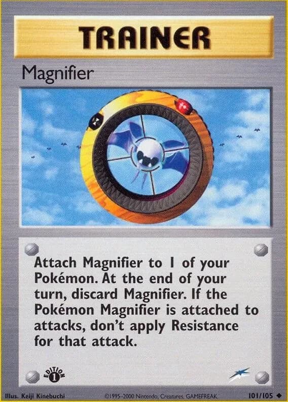 1st Edition Magnifier card front, Neo Destiny 101/105