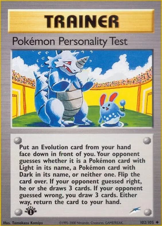 1st Edition Pokémon Personality Test card front, Neo Destiny 102/105
