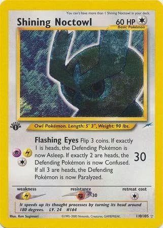 1st Edition Shining Noctowl card front, Neo Destiny 110/105