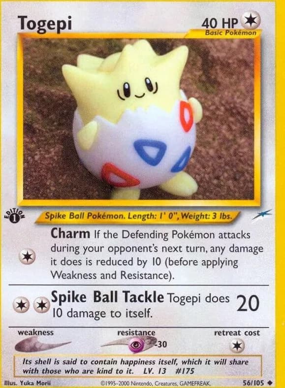 1st Edition Togepi card front, Neo Destiny 56/105