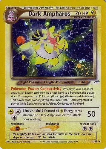 Unlimited Dark Ampharos card front, Neo Destiny 1/105