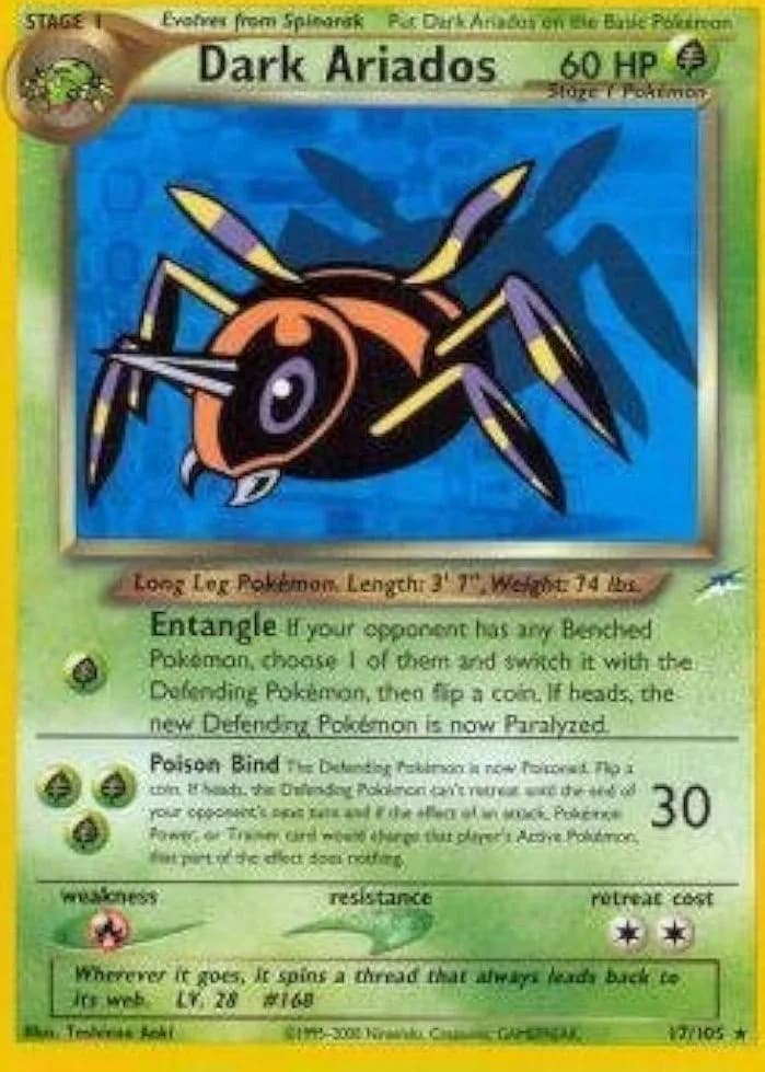 Unlimited Dark Ariados card front, Neo Destiny 17/105