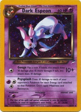 Unlimited Dark Espeon card front, Neo Destiny 4/105