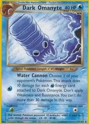 Unlimited Dark Omanyte card front, Neo Destiny 37/105