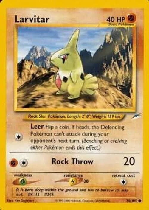 Unlimited Larvitar card front, Neo Destiny 70/105