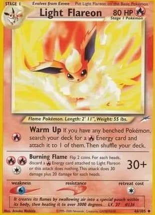 Unlimited Light Flareon card front, Neo Destiny 46/105