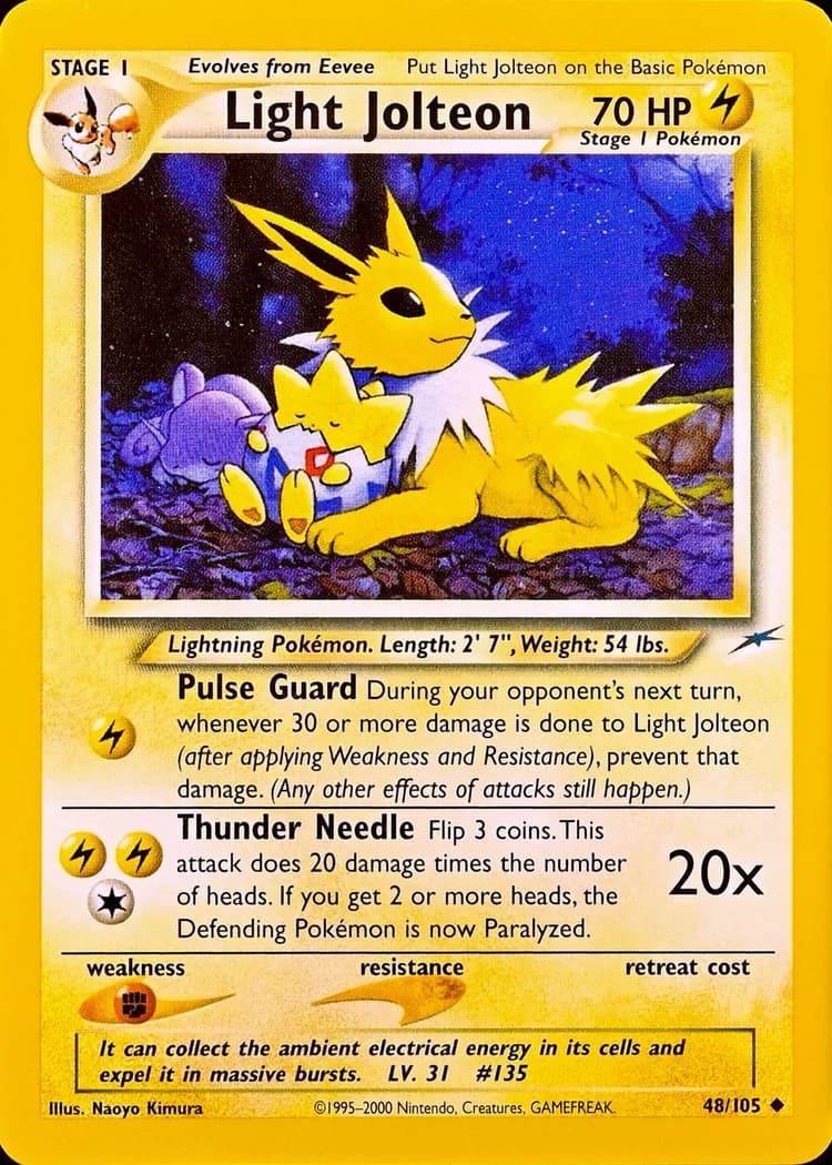 Unlimited Light Jolteon card front, Neo Destiny 48/105