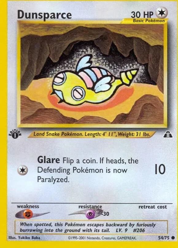 1st Edition Dunsparce card front, Neo Discovery 54/75