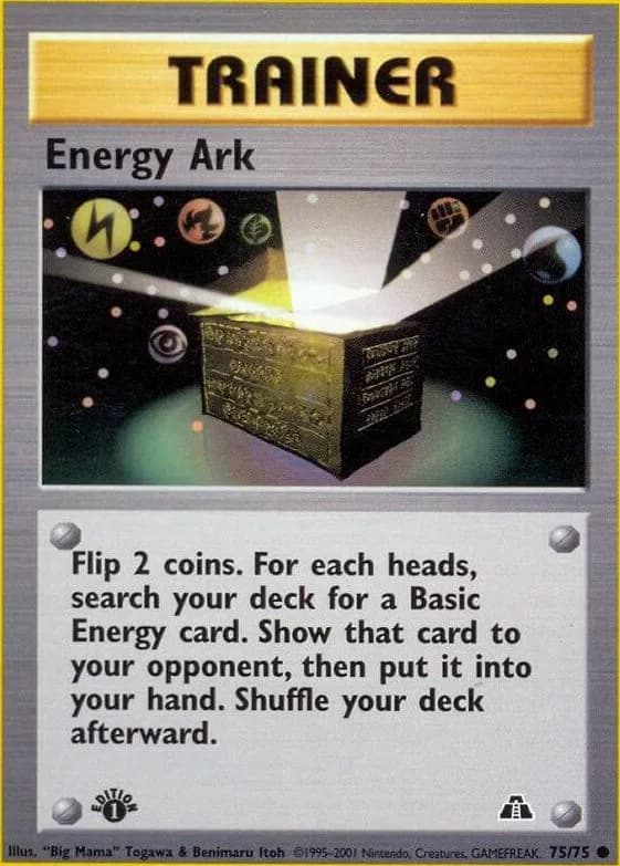1st Edition Energy Ark card front, Neo Discovery 75/75