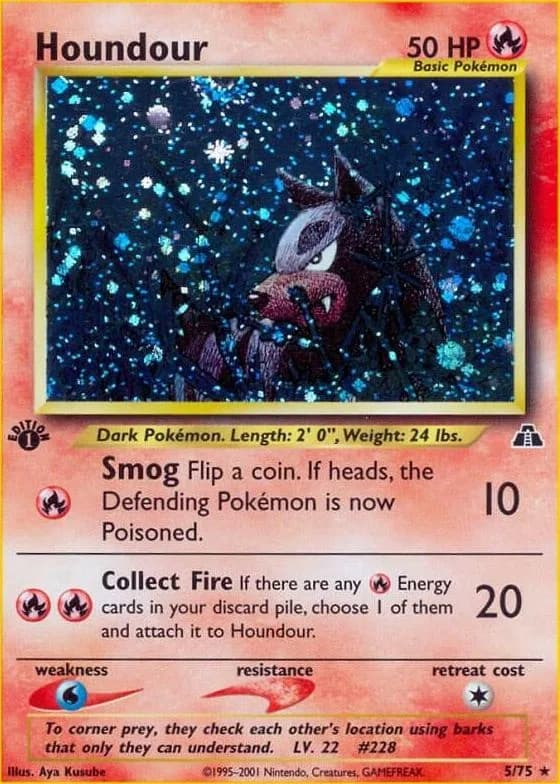 1st Edition Houndour card front, Neo Discovery 5/75