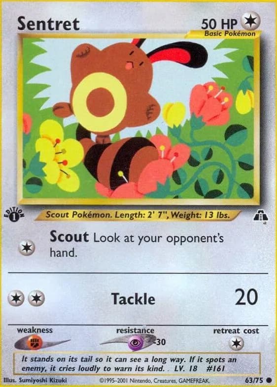 1st Edition Sentret card front, Neo Discovery 63/75