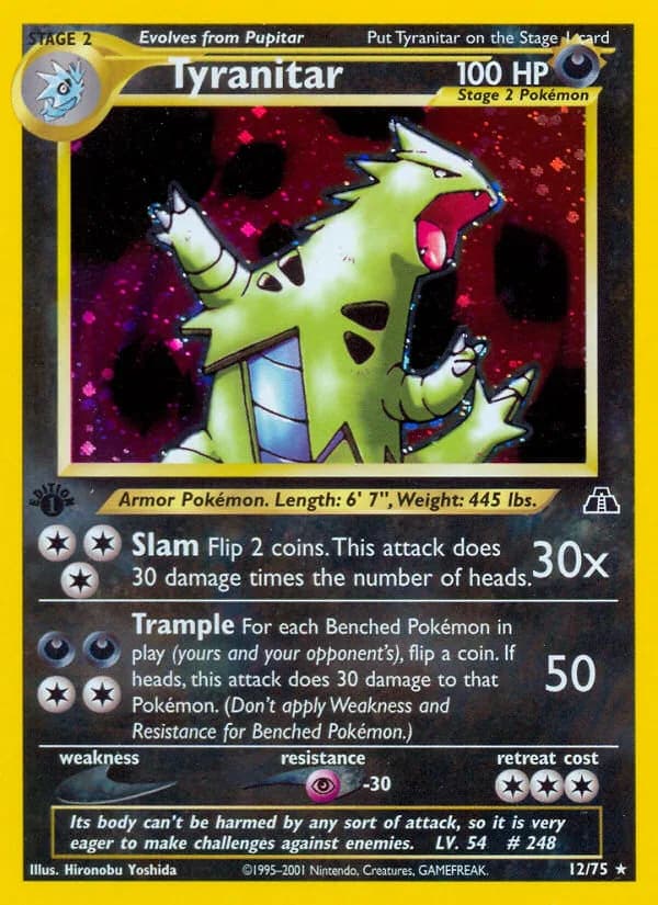 1st Edition Tyranitar card front, Neo Discovery 12/75