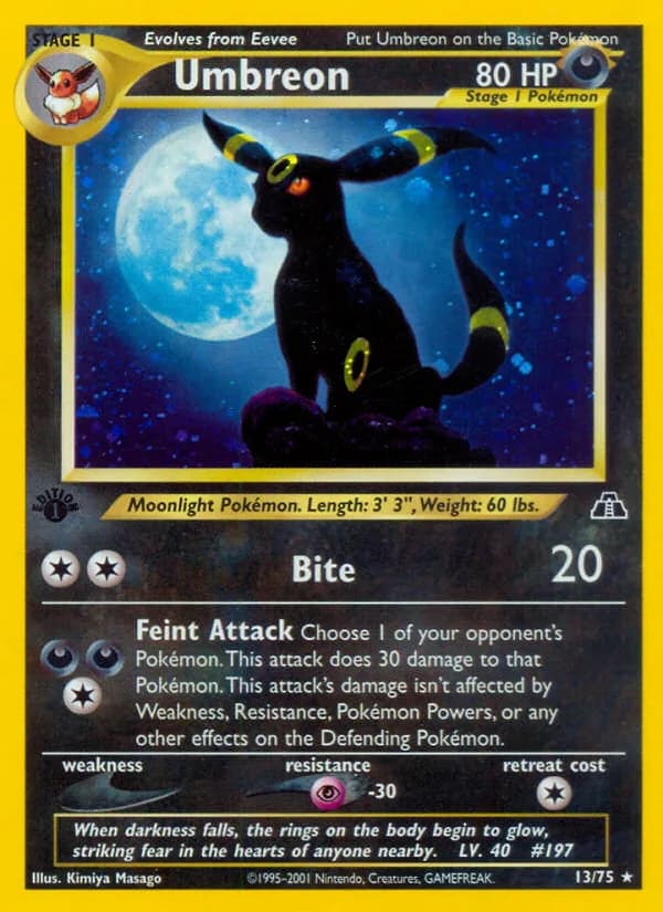 1st Edition Neo Discovery Umbreon card front, 13/75