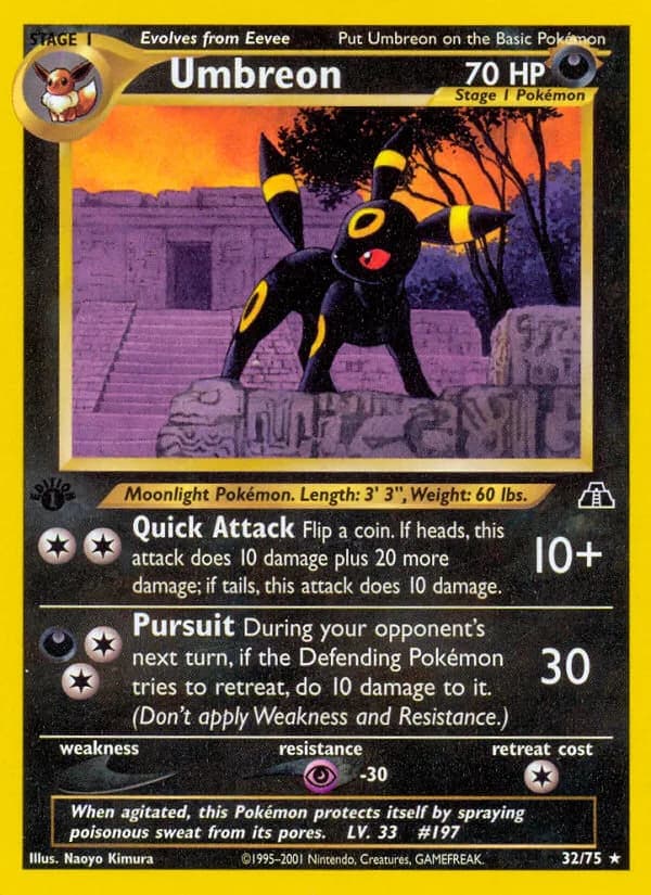 1st Edition Neo Discovery Umbreon card front, 32/75