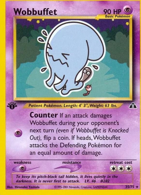 1st Edition Wobbuffet card front, Neo Discovery 35/75