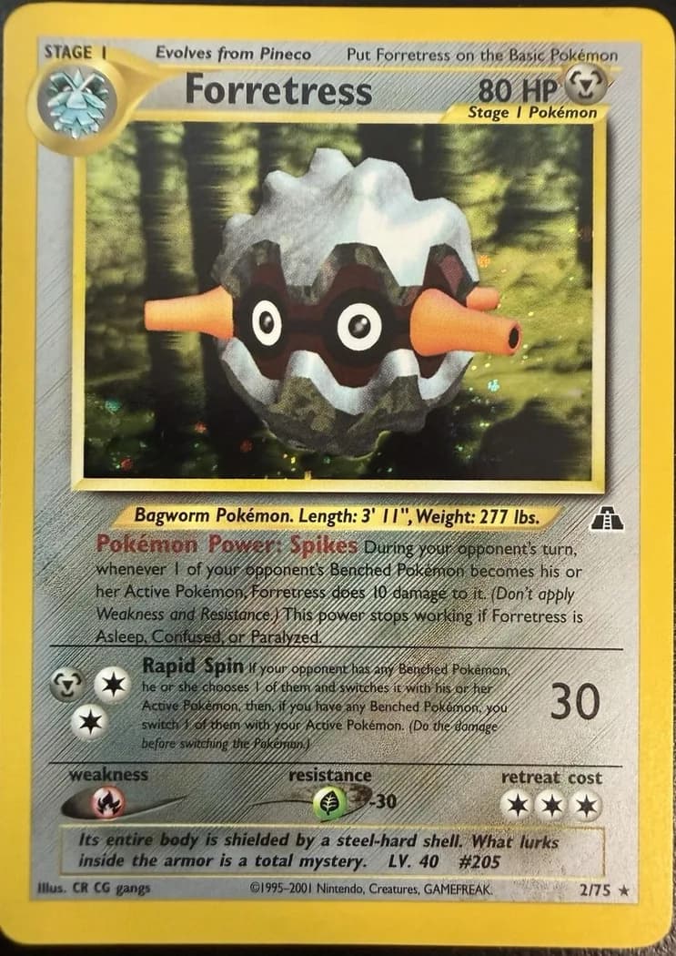Unlimited Forretress card front, Neo Discovery 2/75