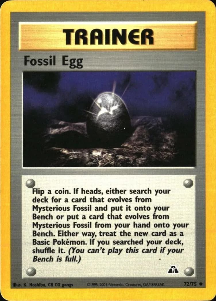 Unlimited Fossil Egg card front, Neo Discovery 72/75