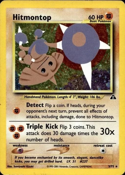 Unlimited Hitmontop card front, Neo Discovery 3/75