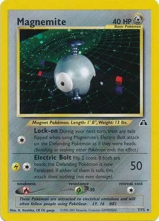 Unlimited Magnemite card front, Neo Discovery 7/75