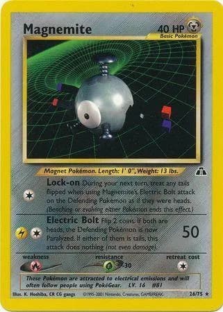 Unlimited Magnemite card front, Neo Discovery 26/75
