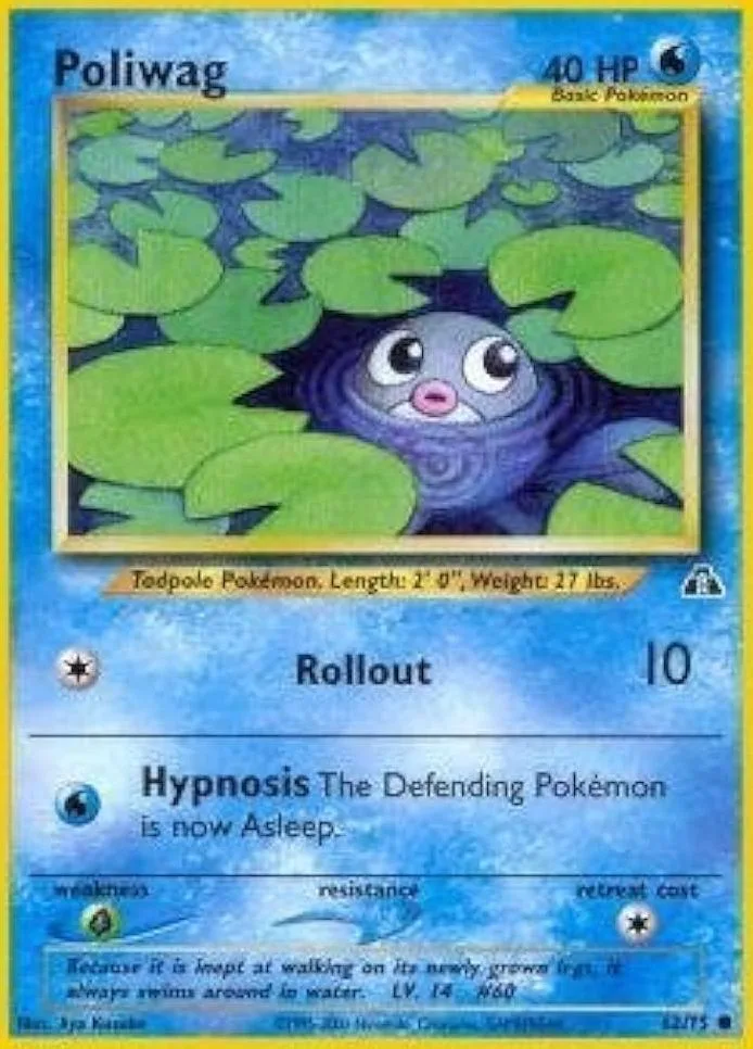 Unlimited Poliwag card front, Neo Discovery 62/75