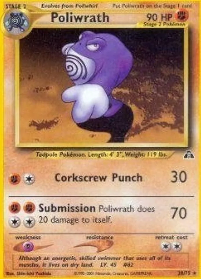 Unlimited Poliwrath card front, Neo Discovery 28/75