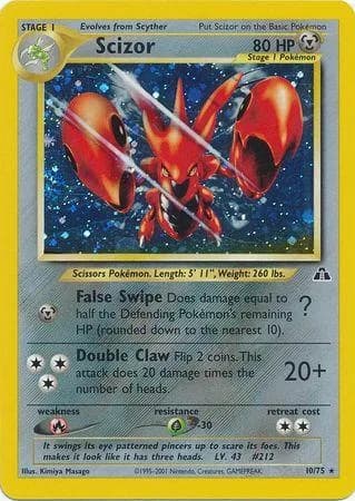 Scizor card front, Neo Discovery 10/75