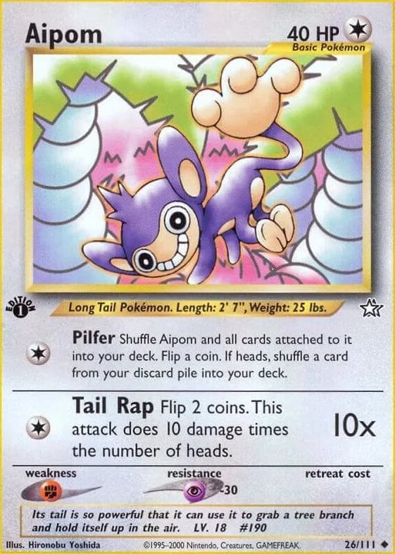 1st Edition Aipom card front, Neo Genesis 26/111