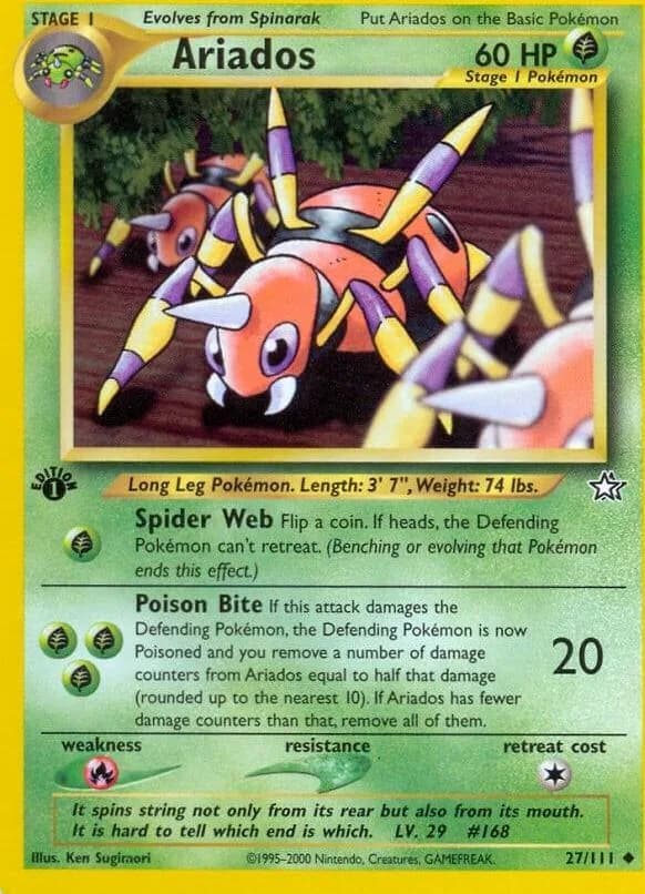 1st Edition Ariados card front, Neo Genesis 27/111