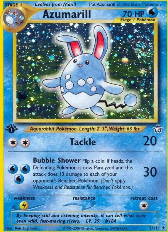1st Edition Azumarill card front, Neo Genesis 2/111