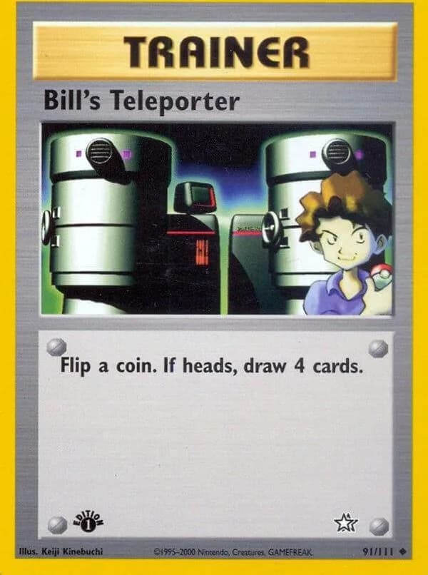 1st Edition Bill's Teleporter card front, Neo Genesis 91/111