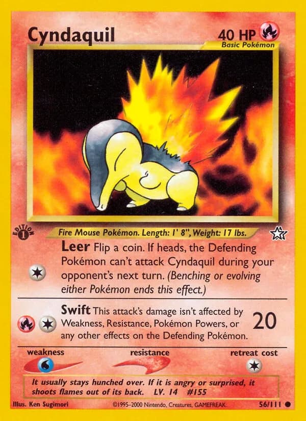Cyndaquil card front, Neo Genesis 56/111