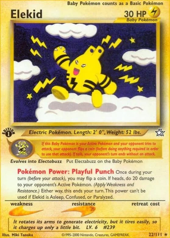 1st Edition Elekid card front, Neo Genesis 22/111