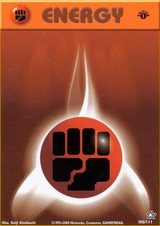 1st Edition Fighting Energy card front, Neo Genesis 106/111
