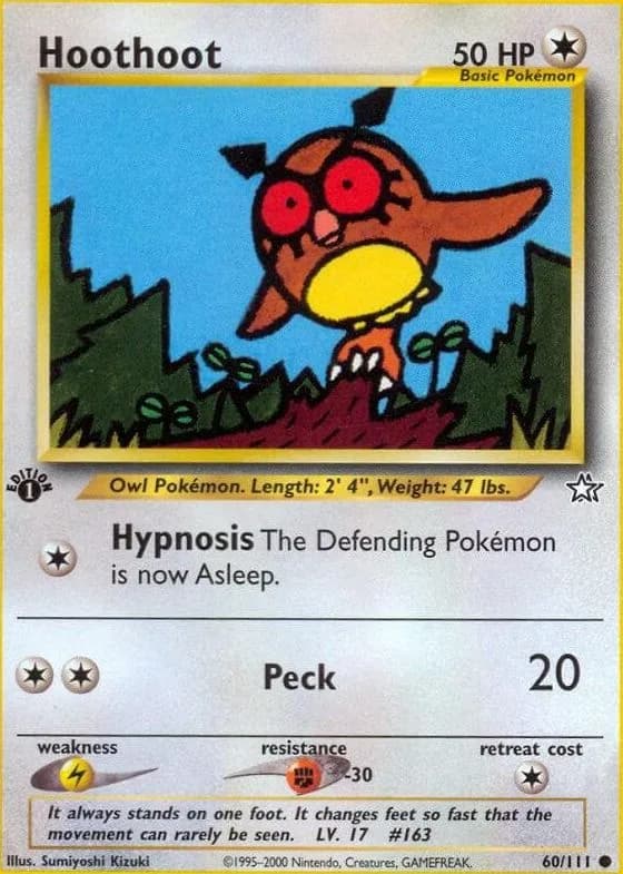 1st Edition Hoothoot card front, Neo Genesis 60/111