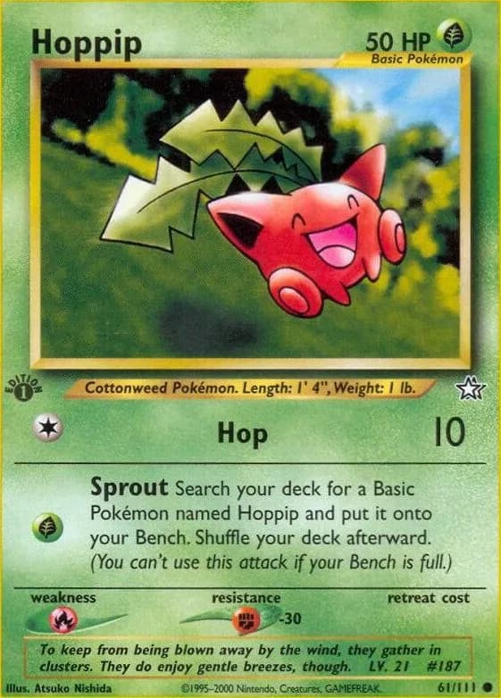 1st Edition Hoppip card front, Neo Genesis 61/111