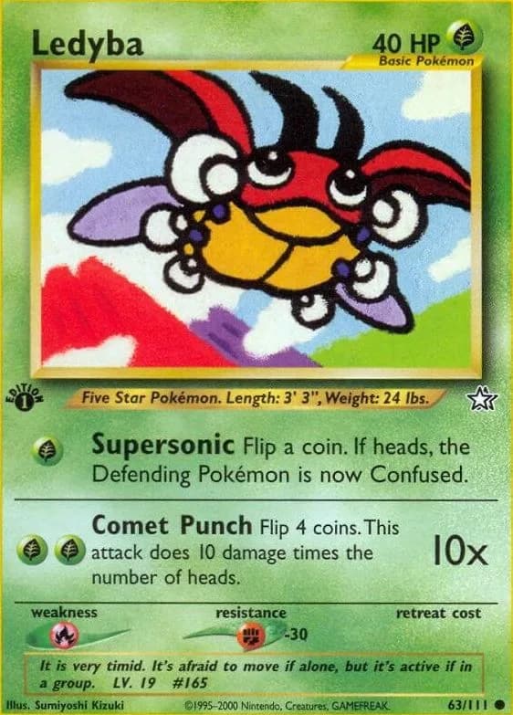 1st Edition Ledyba card front, Neo Genesis 63/111